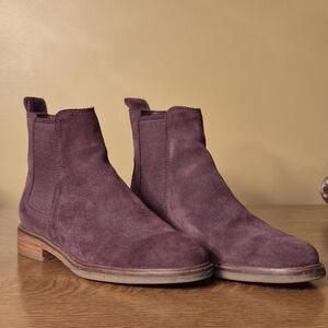 Clarks Women's Clarkdale Arlo Burgundy Suede Chelsea Boots Leather
